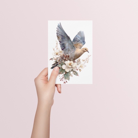 Watercolor Mourning Dove Bird Portrait Wall Art Illustration Print Unframed - Picture 4 of 6